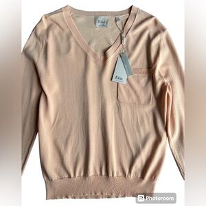 ELIE BY ELIE TAHARI NEW Grange Sherbet V-Neck Sweater NWT Size Small